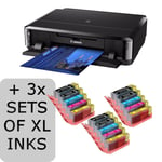 Homeschooling Canon iP7250 Colour Ink Printer Wi-Fi & 3 sets inks Cheap To Run