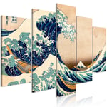 Billede - The Great Wave off Kanagawa (5 dele) Wide - 100 x 50 cm - Premium Print