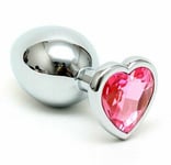 Heart Shaped Pink Crystal Metal Butt Plug Stainless Steel Anal Gem Stone Sex Toy