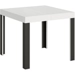 Table extensible 90x90/246 cm Ligne Frêne Blanc Structure Anthracite