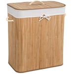 tectake® Panier à linge Corbeille a linge en Bambou Panier rangement Pliable & Sac à Linge Amovible Panier linge sale Bac de rangement Organisateur salle de bain chambre Panière à linge Buanderie 100L