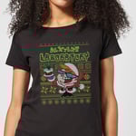 Dexter's Lab Pattern Women's Christmas T-Shirt - Black - 3XL