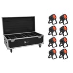 EUROLITE Set 8x AKKU IP PAR 7 x 8 W RGBW  CRMX MK2 + Flightcase i med opladningsfunktion