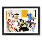 Woman On Chair Vol.1 By Henry Lyman Sayen Classic Painting Framed Wall Art Print, Ready to Hang Picture for Living Room Bedroom Home Office Décor, Black A2 (64 x 46 cm)