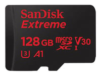 SanDisk Extreme - Carte mémoire flash (adaptateur microSDXC vers SD inclus(e)) - 128 Go - A1 / Video Class V30 / UHS-I U3 - microSDXC UHS-I