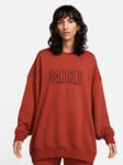 Nike Womens Oversized Crew-Neck Sweatshirt - Orange, Orange, Size Xs, Women