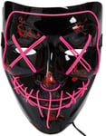 Svart Anonymous Mask med Rosa LED-Ljus