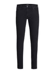 JACK & JONES Men's Jeans Skinny Fit Denim Liam Pants Low Rise Button Fly, Black Colour, UK Size 32W / 34L