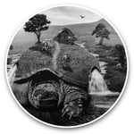 2 x Vinyl Stickers 15cm (bw) - Turtle Landscape Land Magical World  #37805