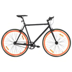 vidaXL Fixed gear cykel svart och orange 700c 55 cm 92253