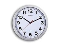 MAUL Horloge Murale MAULstep Ø 30 cm | Horloge à Quartz élégante | Horloge Classique pour Le Bureau, l'atelier et à la Maison | Bonne lisibilité également dans Les Grandes pièces | Argenté