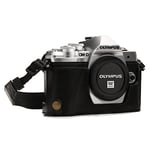 MegaGear MG1350 Ever Ready Leather Half Case and Strap with Battery Access for Olympus OM-D E-M10 Mark III Camera - Black