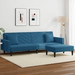 2 personers sofa med puder velour blå