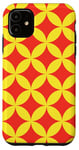 Coque pour iPhone 11 Yellow Red Circles Ovals Curves Chinese Wave Retro Pattern