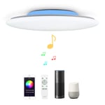 48W 50CM Starry Modern Smart Music WiFi LED Ceiling Light Compatible with Amazon Alexa Google Home Remote Control Dimmable RGB Lamp with 2 Bluetooth Speakers for Lounge Bedroom Living Room Kitchen