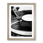 Vinyl Record Player Modern Framed Wall Art Print, Ready to Hang Picture for Living Room Bedroom Home Office Décor, Oak A4 (34 x 25 cm)