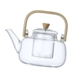 Large Glass Teapot 1000ml Clear Tea Kettle With Bamboo Handle For Home Office