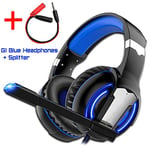 Gaming Headset Headphones with Microphone Light Surround Sound Bass Earphones For PS4 Xbox One Professional Gamer PC Laptop G1 Blue light