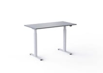 Wulff Hev Senk Skrivebord 120x60cm Lys grå laminatplate RAL 7047 Färg på stativ: Hvit - bordsskiva: