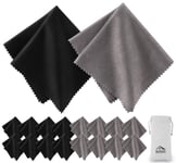 Microfiber Cleaning Cloth, Anstore 20 Pack Soft Glasses Cleaning Cloth Lint Free for Eyeglasses/Sunglasses/Camera Lenses/Tablets/Phones/LCD Screens, with Organizer Storage Bag, 20 x 20cm (Black/Grey)