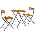 Outsunny Ensemble bistrot de Jardin 3 pièces, Salon de Jardin extérieur 2 Personnes avec 2 chaises et Table Basse en Bois d'acacia et Acier, mobilier de terrasse, Balcon, véranda, Effet Bois Naturel