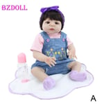 55cm Full Soft Silicone Rebirtn Baby Girl Doll Toys Lifelike B Blue Eyes