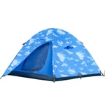 Nuokix Camping Tent, Double-layer Outdoor Camping Foldable Tent, Suitable for 3-4 People, Waterproof, (60-180-60) X210X135cm
