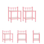 The Living Store Sängbord 2 st rosa och transparent metall och glas -  Nattduksbord