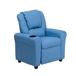 Flash Furniture Contemporary Kids Recliner with Cup Holder and Headrest, Wood, Light Blue Vinyl, 60.96 x 48.26 x 48.26 cm