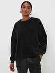 Dorothy Perkins Crew Neck Rib Borg Sweatshirt - Black, Black, Size S, Women
