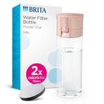 BRITA Bouteille filtrante VITAL Rosa (600 ml) avec 2 filtres MicroDisc, pour s'hydrater n'importe où, élimine le chlore, les impuretés, les hormones et préserve les minéraux.
