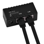 Poe Splitter Power Over Ethernet Injector Adapter For Lan Ne Black