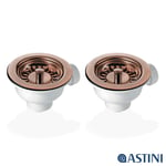 2x 90mm Antique Copper Strainer Waste For Astini, RAK, Rangemaster Ceramic Sink