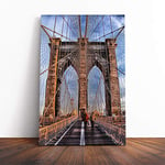 Big Box Art Canvas Print Wall Art Brooklyn Bridge New York City (4) | Mounted & Stretched Box Frame Picture | Home Decor for Kitchen, Living Room, Bedroom, Hallway, Multi-Colour, 24x16 Inch