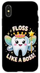 Coque pour iPhone X/XS Floss Like a Boss Tooth Fairy Fun Hygiène bucco-dentaire