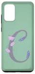Galaxy S20+ Green Elegant Lavender Floral Alphabet Letter C Monogram Case