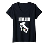 Womens Italia Football Soccer Team Italy Map V-Neck T-Shirt