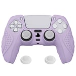 eXtremeRate PlayVital Guardian Edition Mauve Purple Ergonomic Soft Anti-slip Controller Silicone Case Cover for ps5, Rubber Protector Skins with White Joystick Caps for ps5 Controller