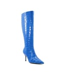 Dune London Womens SPRITZ Croc-effect Leather Knee-High Boots - Blue (archived) - Size UK 8