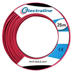 Electraline 60137018D Couronne de Câble Hi-FI 2X0,5 25M, Rouge/Noir