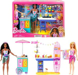 Barbie Dolls & Accessories Playset, Beach Boardwalk With Barbie “Brooklyn” & “Malibu” Dolls, Food Stand, Kiosk & 30+ Accessories, Hnk99