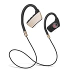 Fashion Bluetooth Earphone, Wireless Bluetooth Earphone Stereo Sports Waterproof Earbuds Wireless Hifi sound Headset, for Gym Home Office etc (Color : Gold)