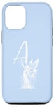 Coque pour iPhone 14 Pro Silhouette de fée enchanteresse bleue avec monogramme initiale A