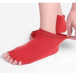 Women Cotton Yoga Socks Non Slip Pilates Massage Gym Sport Toe E Red