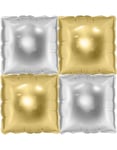 4 st Dubbelsidig Guld/Silverfärgad Fyrkantig Folieballong för Backdrop/Bakgrund