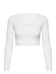 Luxe Seamless Cropped Long Sleeve Sport Crop Tops Long-sleeved Crop Tops White AIM'N