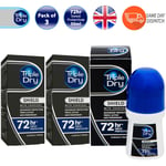 Triple Dry Shield Men Roll On Deodorant Charcoal Lightly Scent Absorb 50ml x 3
