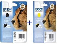 Epson Original T0711 T0714 (T0715) Black + Yellow Ink Cartridge For epson SX DX 