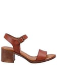Hush Puppies Gabby Heeled Leather Sandals - Tan, Brown, Size 8, Women