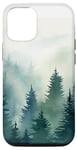 iPhone 14 Watercolor Forest Green Pine Trees Nature Case
